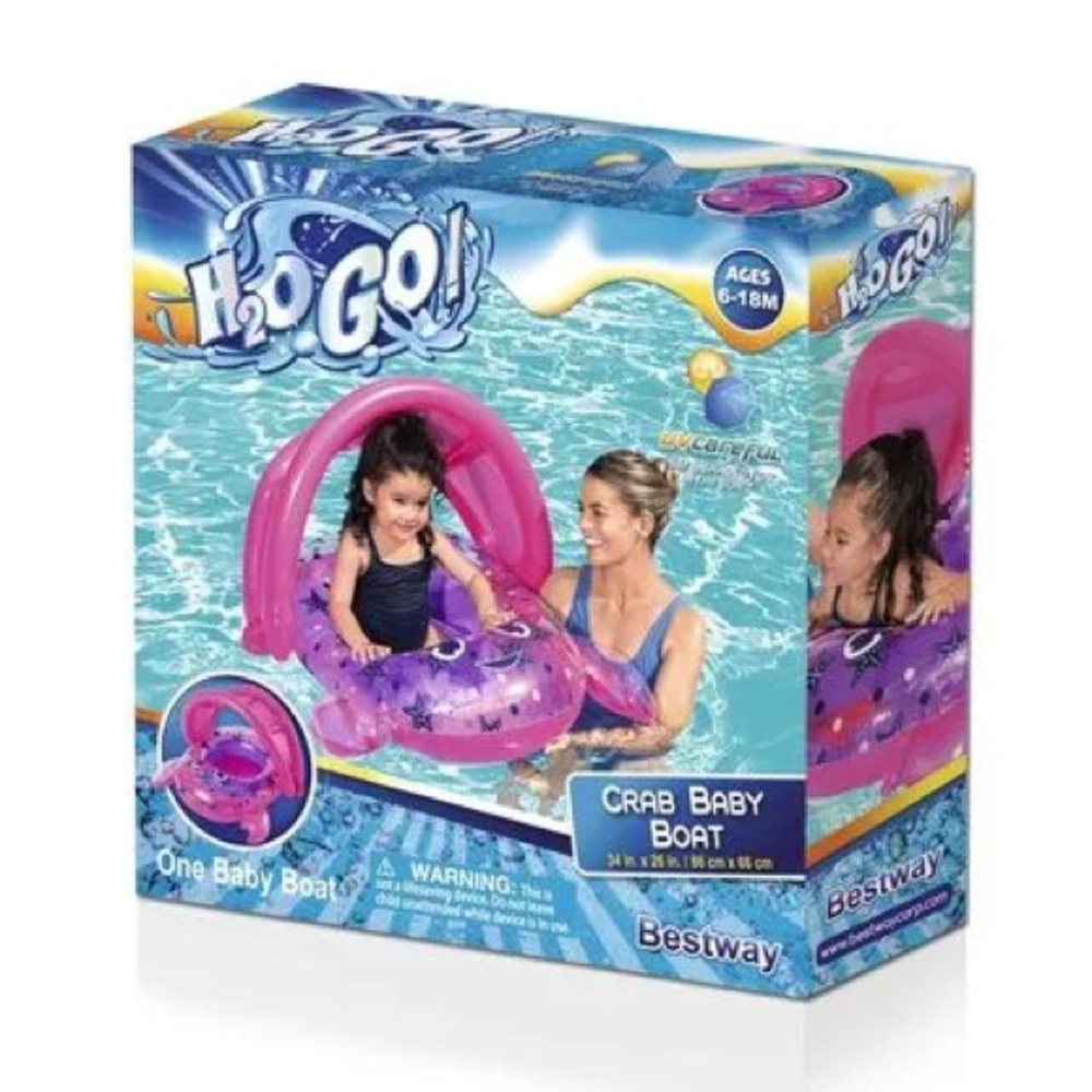 Bestway H2O GO! Pink Crab Baby Boat - Inflatable Toddler Float